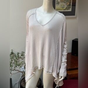 Free People Cream Asymmetrical Long Sleeve Blouse